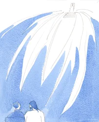 Cristo me mostró en la Santa Comunión que el Padre del Cielo mira con deleite a todos los que trabajan para ver los sacramentos, 2004 (acuarela sobre papel)