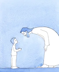 Cristo me mostró que cuando me mira cuando estoy sufriendo, es como si mirara con amor a un niño pequeño; y su único deseo es ayudarme y darme paz interior, consuelo y alegría.