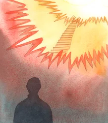 Cristo a veces nos da vislumbres del camino al Cielo, 2005 (acuarela sobre papel)