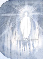 Cristo estaba ante el tabernáculo, rodeado de ángeles adoradores