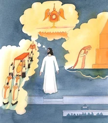 Cristo estaba de pie en el santuario; pero Él dijo que estaba mirando alrededor de toda la Iglesia Católica en la tierra, diciendo: 