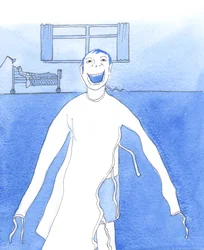Las dificultades y las aparentes catástrofes pueden dar providencialmente a la gente tiempo para reflexionar sobre el sentido de la vida, 2005 (acuarela sobre papel)