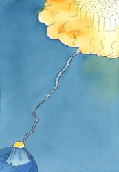 Desde la vida de gracia, una escalera de cuerda conducía hacia arriba donde Cristo y los Santos esperaban en el Cielo para saludar a los que perseveraron