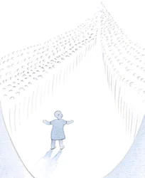 Dios nuestro Padre observa nuestros primeros pasos en virtud y gracia, como si observara a un bebé que camina hacia los santos, quienes nos animan con sus oraciones y ejemplo