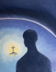 Dios Padre mira con amor y admiración mientras Cristo sufría voluntariamente para cumplir Su plan de salvar a los pecadores