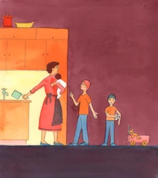 Dios quiere que todos sepan que no necesitamos circunstancias especiales para mostrar nuestro amor a Dios y al prójimo, ni una educación avanzada, ni una formación o equipamiento especiales, 2005 (acuarela sobre papel)