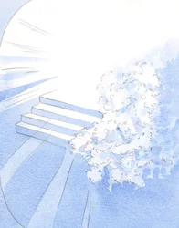 Dios dio la bienvenida a sus monjes mártires a la compañía de los Santos. Flores blancas decoraban la entrada a la gloria