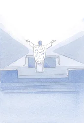 Vi a Cristo, después de la Consagración. Estaba ante el altar, con las manos levantadas, orando Sus oraciones sacerdotales (también nuestras) al Padre.