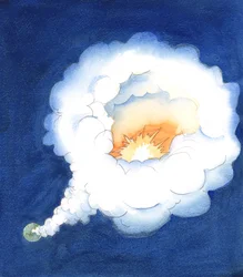 Es como si, muy por encima de la tierra, la Divinidad albergara en su corazón un oasis de luz, 2005 (acuarela sobre papel)