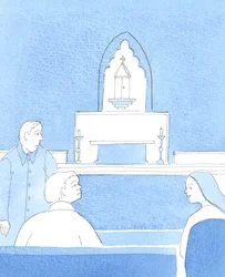 A veces es correcto, dijo el Señor, dar un breve y tranquilo recordatorio a la gente ruidosa, que la iglesia es un lugar para la oración, y no para charlar sobre asuntos cotidianos, 2005 (acuarela sobre papel).