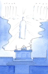 Era como si el suelo del cielo mismo se extendiera sobre el altar, de modo que Cristo estaba presente tanto en el cielo como en el altar.