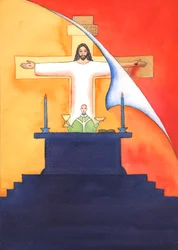 Jesús está presente con nosotros en la Misa, orando al Padre en nuestro nombre, por ayuda en nuestras necesidades y por la salvación eterna. Podemos unir todas nuestras oraciones con su gran oración sacrificial, 2004