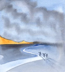 Hace mucho tiempo, antes de que Cristo viniera a la tierra, la gente buscaba signos y prodigios, anhelando pruebas de la existencia de Dios, o de su naturaleza, y de sus deseos, 2005 (acuarela sobre papel)