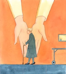 No importa cuánta confusión o incertidumbre experimentemos -incluso en la enfermedad o el peligro-, hay un Dios vivo que controla el Universo, a cuyo cuidado vivimos, 2005 (acuarela sobre papel)