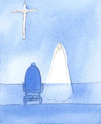 Nuestra Amada Señora vino a mí en mi habitación de hotel, 2004 (acuarela sobre papel)