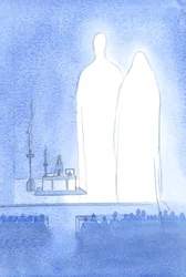 Nuestra Señora Bendita está presente con nosotros en nuestra celebración de Pascua. Con todo el Cielo, escucha la alabanza ofrecida a Su divino hijo