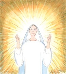 Todo el deseo de Nuestra Señora es dar gloria a su Padre, como siempre lo ha hecho Jesucristo, su Hijo, 2005 (acuarela sobre papel)