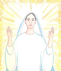 Todo el deseo de Nuestra Señora es dar gloria a su Padre, como siempre lo ha hecho Jesucristo, su Hijo, 2005 (acuarela sobre papel)