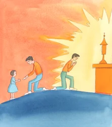 Mostrar amor a Cristo: Cuando mostramos amor a los "pequeños" de Cristo mostramos amor a Cristo; sin embargo, Cristo quiere que sepamos que ese servicio no debe ser un sustituto de mostrar amor directamente a Él, en la Sagrada Eucaristía, 2005 (acuarela so
