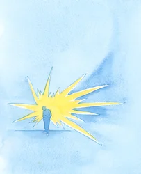 El Padre en el Cielo ve una pequeña figura, inclinándose ante Él y resplandeciente como un diamante. No queda cicatriz de los pecados perdonados hace mucho tiempo