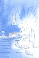 Los Santos Ángeles estaban presentes: y estaban decorando la Iglesia con guirnaldas, mostrando el deleite del Cielo en una ordenación