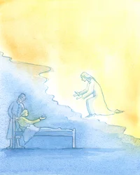 El proceso de morir: Morir es una especie de labor. Cristo espera dar la bienvenida a cada uno de Sus hijos fieles que entrarán al Cielo después de un tiempo en el 