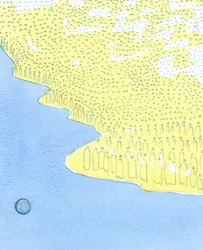 Los santos están reunidos en el cielo como si estuvieran en una isla muy por encima de nuestro mundo pecaminoso.