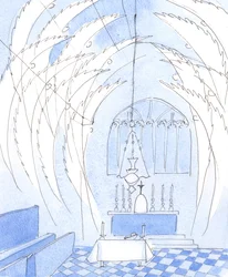 Los ángeles rodean el santuario en la Misa