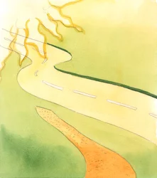 El nuevo camino que se está haciendo representa el camino nunca antes pisado por la pareja que ahora se ha convertido en un matrimonio unido por Dios, 2005 (acuarela sobre papel).