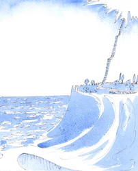 Los que intentan vivir al margen de Dios, de su Iglesia y de sus leyes, viven como sobre una capa de hielo que se derrite, 2004 (acuarela sobre papel)