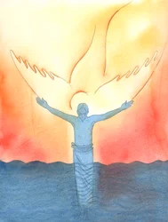 Cuando Cristo fue bautizado en el Río Jordán, el Espíritu Santo apareció como una paloma, mientras el Padre hablaba amorosamente desde el Cielo