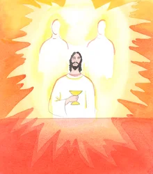 Cuando Cristo estaba en el Cenáculo, orando antes de su Pasión, oraba en el Espíritu Santo a su Padre Celestial, 2005 (acuarela sobre papel)