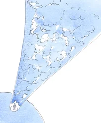 Cuando una persona vive sólo para satisfacer sus apetitos, e incluso trata a un niño con desdén y crueldad, es como si estuviera separada de Dios por cientos de kilómetros de nubes impenetrables, 2005 (acuarela sobre papel)