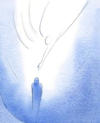 Dentro del manto de Nuestra Señora, el alma gozosa es alimentada por Cristo, iluminada por Su Espíritu, y urgida a mirar hacia arriba hacia el Padre.