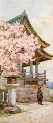 Cerezo en Kyomidzu (litografía en color)