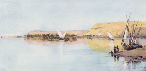 El Nilo cerca de Temeh (litografía en color)