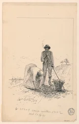 Hombre y mujer trabajando junto a un río