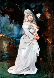 Connie Ediss en La zapatilla de plata, c. 1902