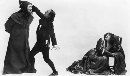 Julia Neilson, Fred Terry y Horace Hodges en El Pimpinela Escarlata, c. 1905