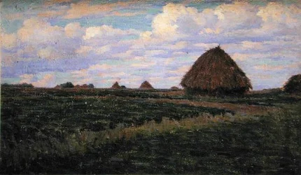 Pajares en un campo verde