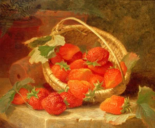 Una cesta de fresas en un borde de piedra, 1888
