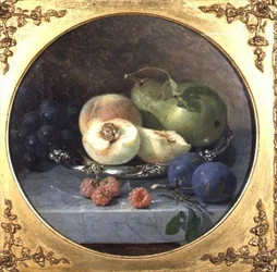 Naturaleza muerta de frutas en un alféizar de mármol (par de 63908)
