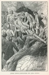 El juez Temple reconoce a su amigo anciano (grabado)