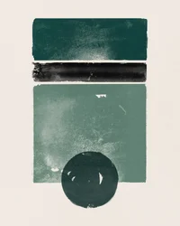Formas verdes, negras y terrosas
