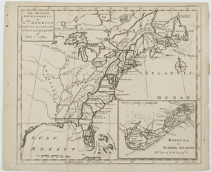 Mapa de los gobiernos británicos en América del Norte, grabado por J. Gibson