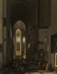 Interior de una iglesia católica imaginaria