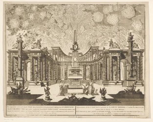 Vuurwerk en Moskou bij de viering van het einde van de Russisch-Turkse Oorlog, 1775 (Acto III) Representación de Fuegos Artificiales, disparados en presencia de Su Majestad Imperial con motivo de las Celebraciones de la Paz concluidas entre Rusia y la Puer