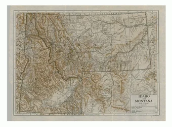 Mapa de Idaho y Montana, EE.UU., c1910s