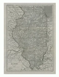 Mapa de Illinois, EE.UU., c1910s