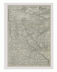 Mapa de Minnesota, EE.UU., c1900s